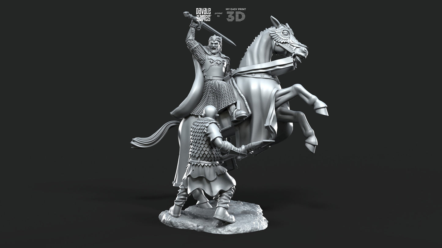 High King of Grey Castle - Foot and Mounted - Davale Games - 3D Printed with high quality resin for LOTR/D&D games