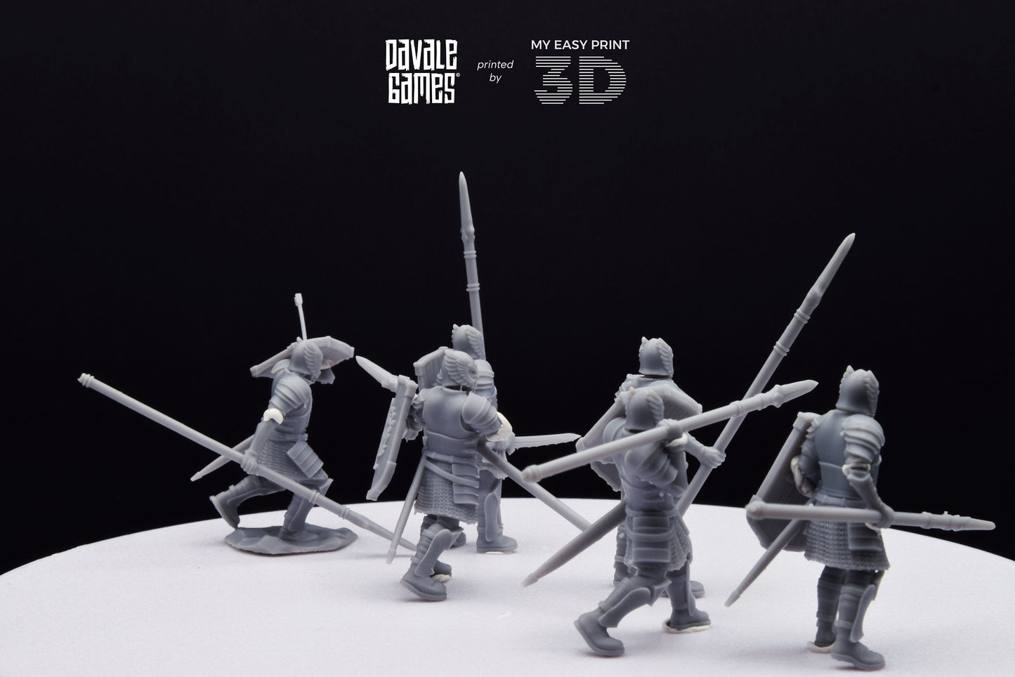 Grey Castle Warriors with Spears - Foot - Davale Games - 3D Printed with high quality resin for LOTR/D&D games