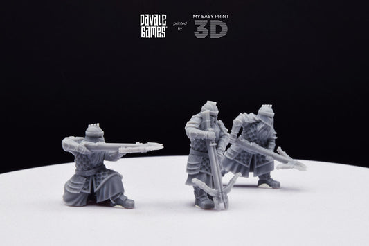 Silver Goat Dwarves with Crossbow - Davale Games - 3D Printed with high quality resin for LOTR/D&D games