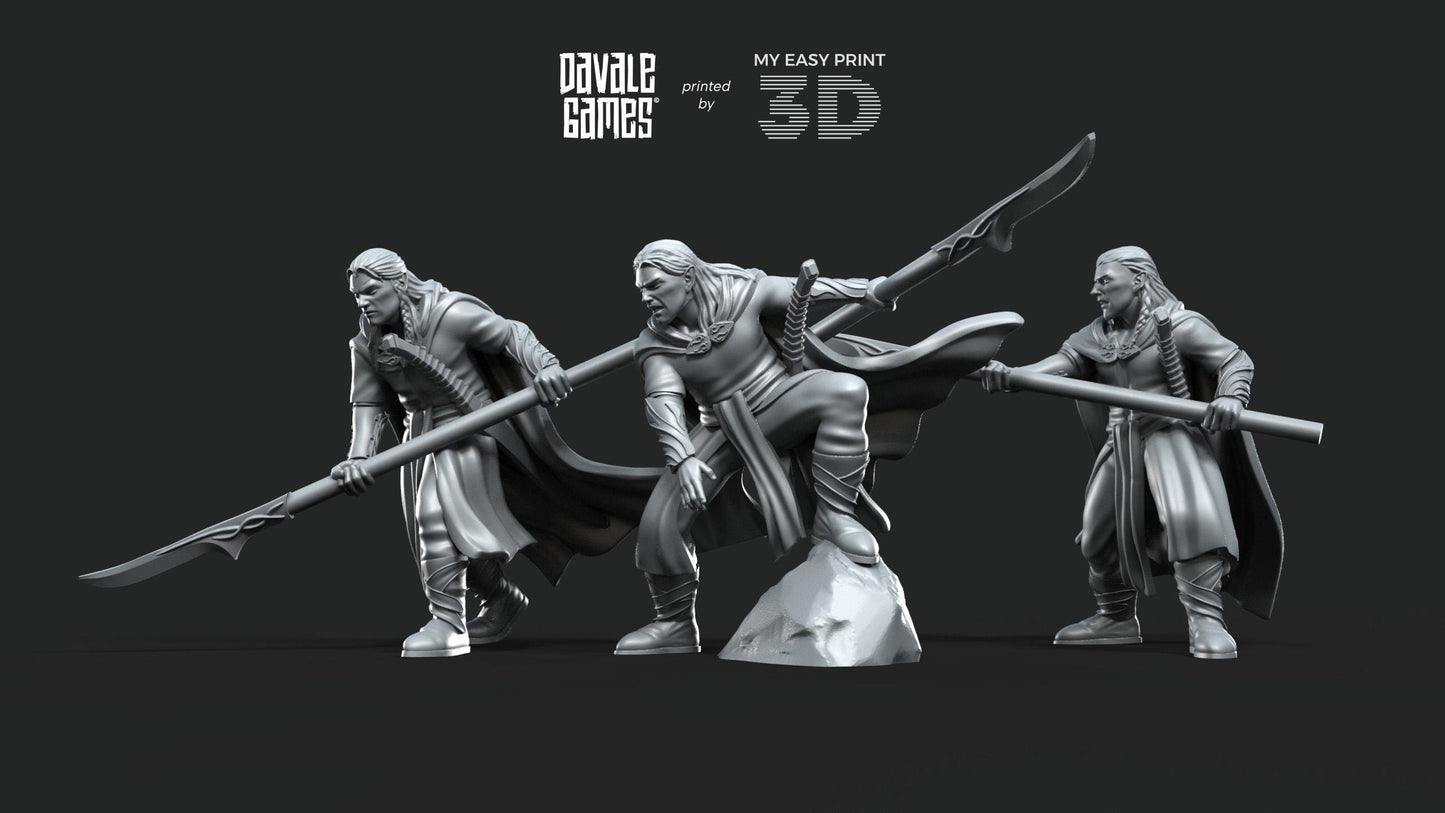 Forest Guardians Spearmen - Galanthir Elves - Davale Games - 3D Printed with high quality resin for LOTR/D&D games