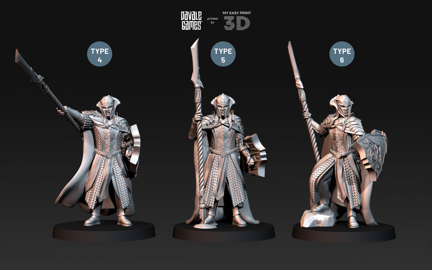 Wood Elf King Guard - Davale Games - 3D Printed with high quality resin for LOTR/D&D games