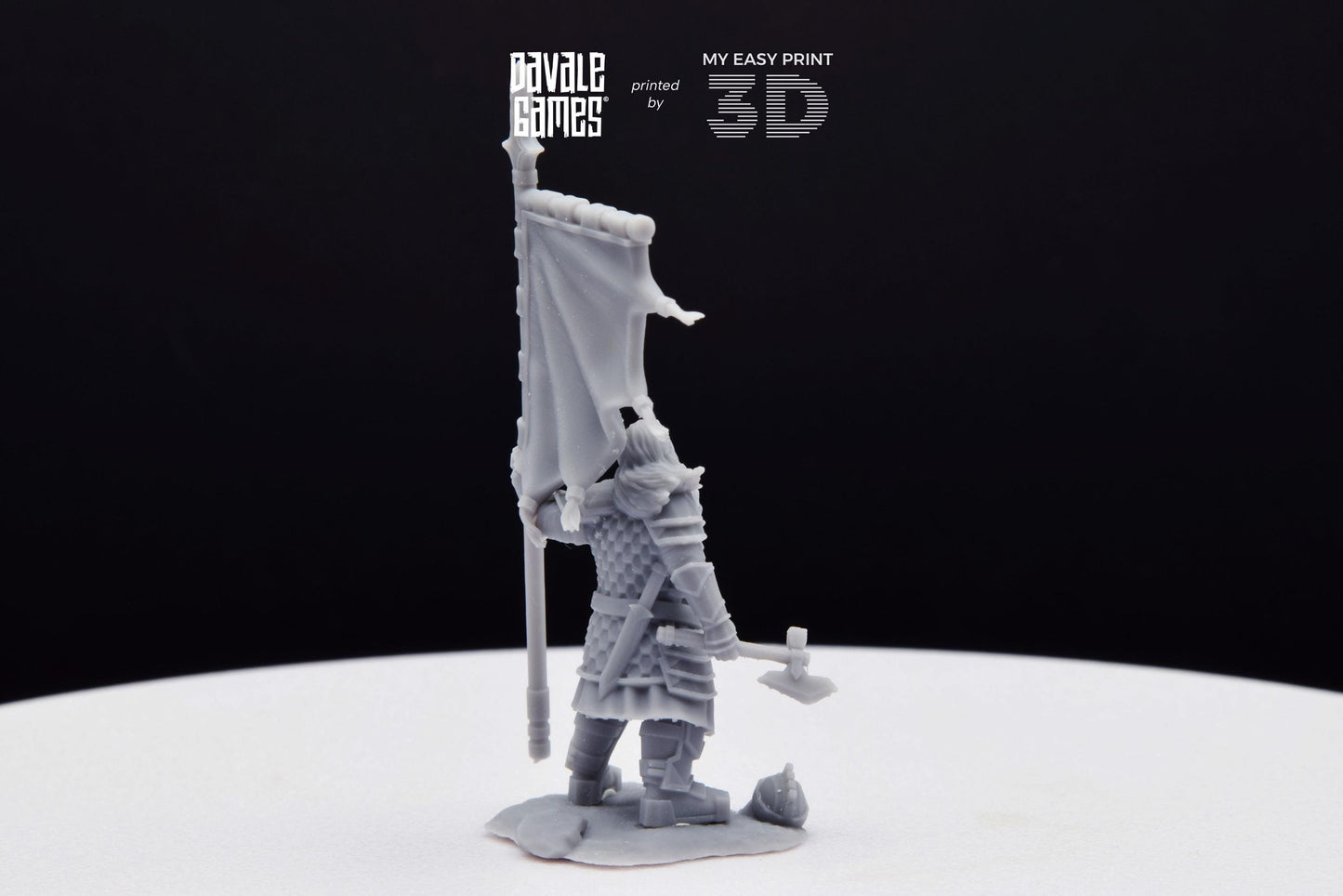 Silver Goat Dwarves Banner on foot - Davale Games - 3D Printed with high quality resin for LOTR/D&D games