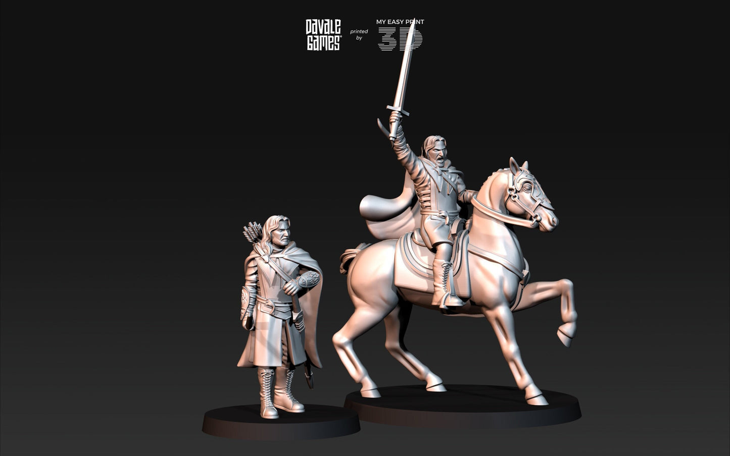 Captain of the Grey Castle - Foot and Mounted - Davale Games - 3D Printed with high quality resin for LOTR/D&D games