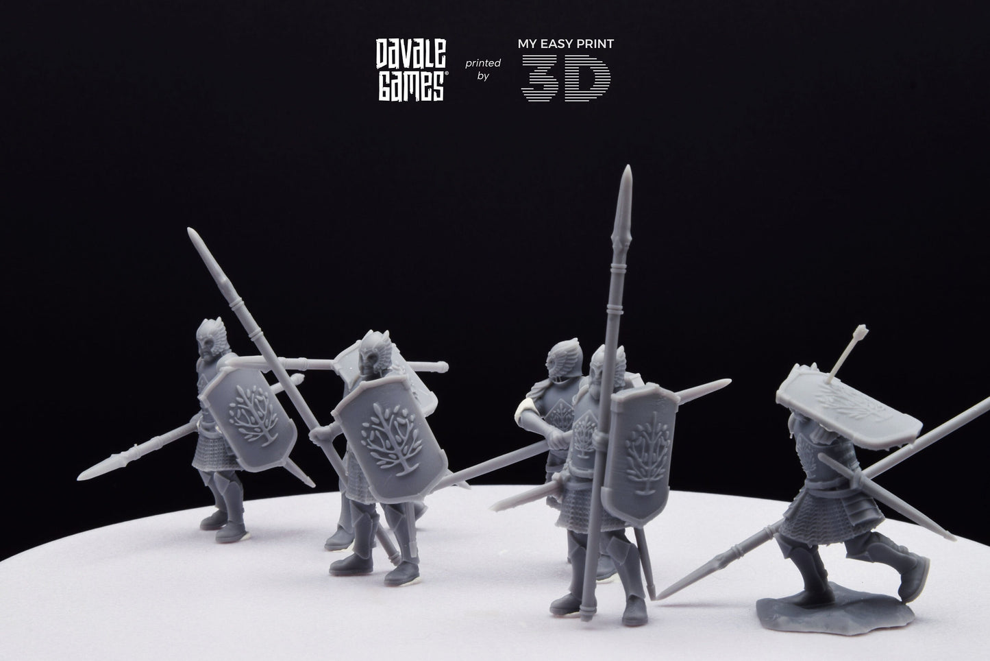 Grey Castle Warriors with Spears - Foot - Davale Games - 3D Printed with high quality resin for LOTR/D&D games