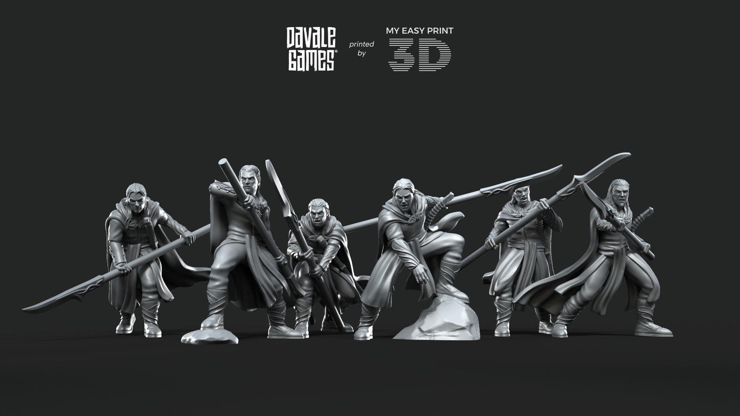 Forest Guardians Spearmen - Galanthir Elves - Davale Games - 3D Printed with high quality resin for LOTR/D&D games