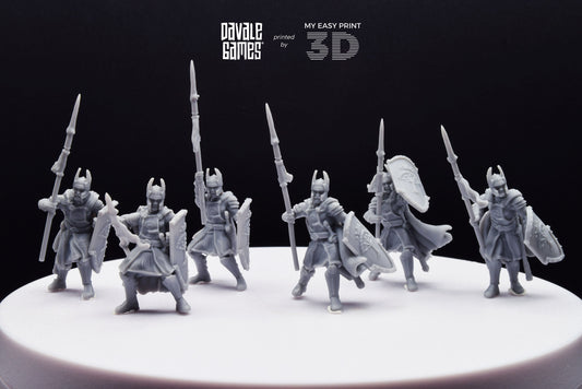 Old High Human Warriors Spearmen - Davale Games - 3D Printed with high quality resin for LOTR/D&D games