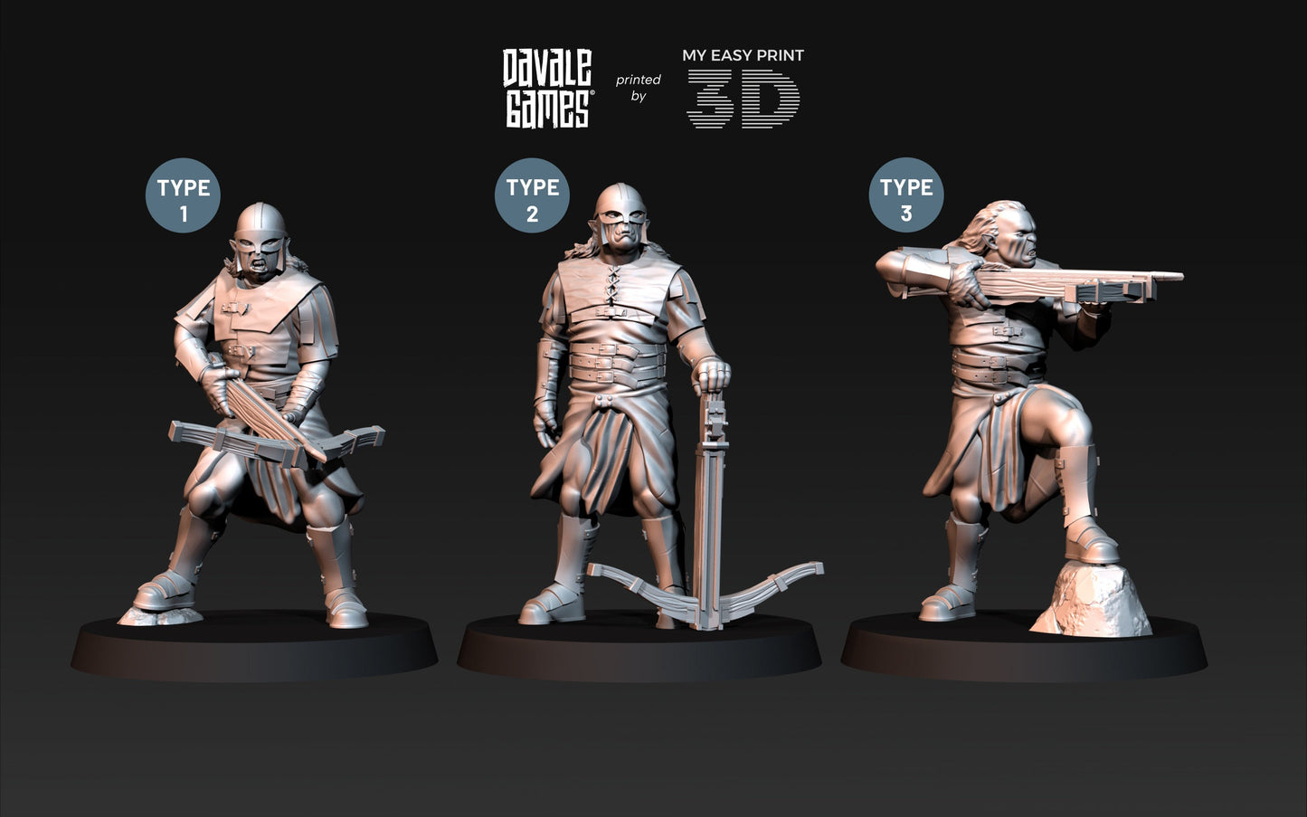 Blood-handed Orcs with Crossbow - Davale Games - 3D Printed with high quality resin for LOTR/D&D gamesBlood-handed Orcs with Crossbow - Davale Games - 3D Printed with high quality resin for LOTR/D&D games