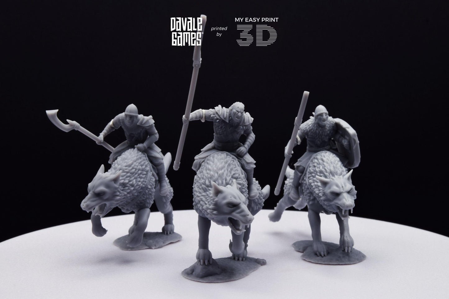 Warg Rider Warrior - Mounted - Davale Games - 3D Printed with high quality resin for LOTR/D&D games
