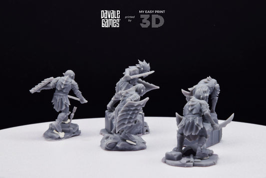 Warriors with sword and shield - Goblins of the cave - Davale Games - 3D Printed with high quality resin for LOTR/D&D games