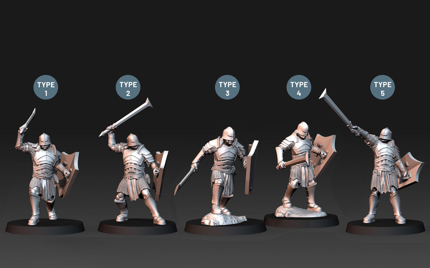 Blood-Handed Orcs with Shield and Sword - Davale Games - 3D Printed with high quality resin for LOTR/D&D games