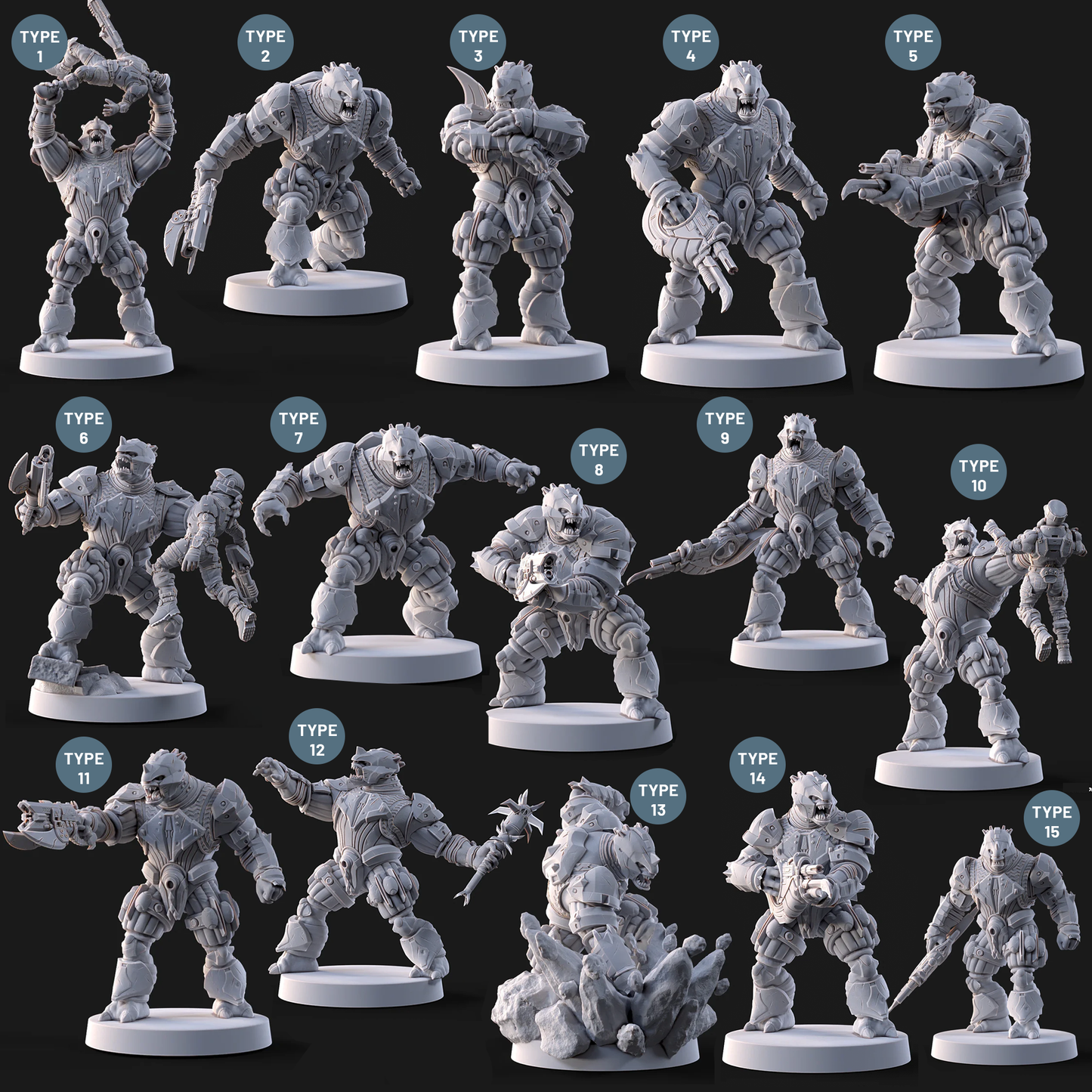 Halo Brutes Miniatures - Galactic Armory - 3D Printed with High Quality Resin for Wargame/Skirmish/D&D