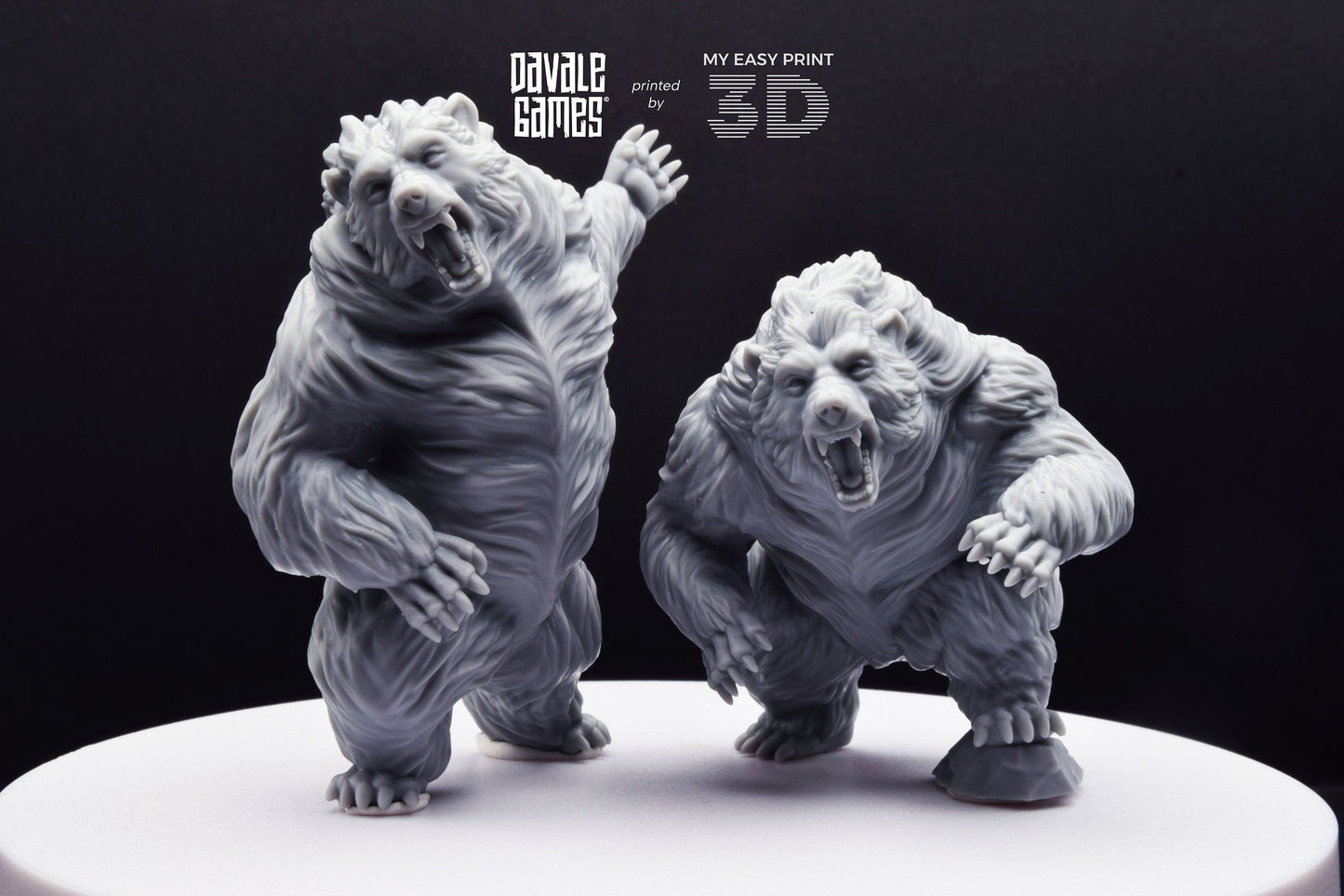 Giant Bears - Davale Games - 3D Printed with high quality resin for LOTR/D&D games