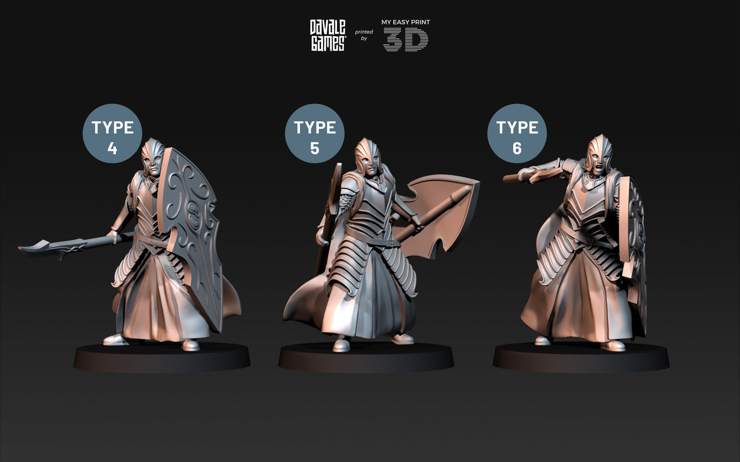 Bloody Elf with Spear and Shield - Davale Games - 3D Printed with high quality resin for LOTR/D&D games