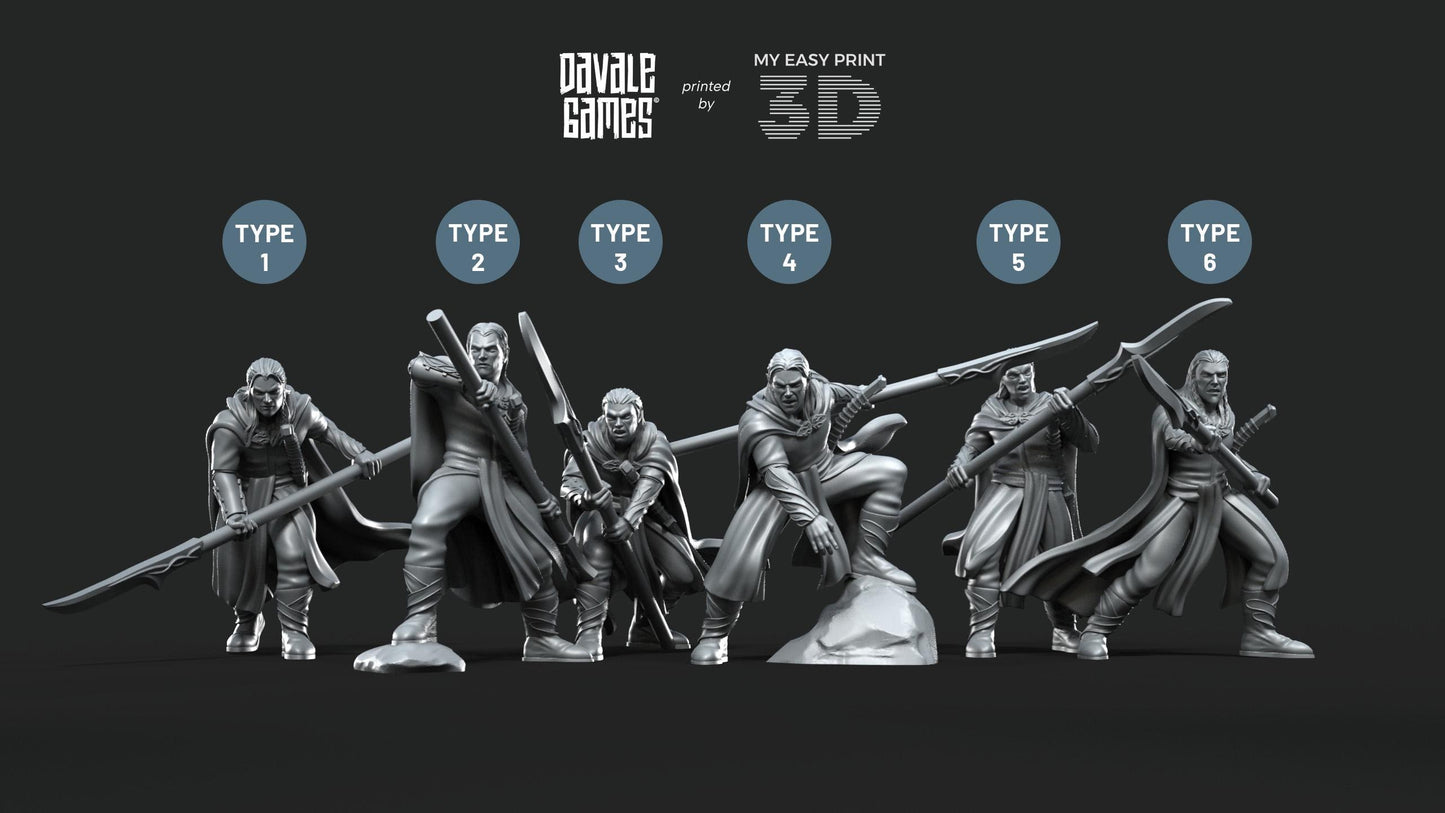 Forest Guardians Spearmen - Galanthir Elves - Davale Games - 3D Printed with high quality resin for LOTR/D&D games