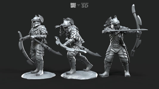 Dragon Army Archers - Davale Games - 3D Printed with high quality resin for LOTR/D&D games