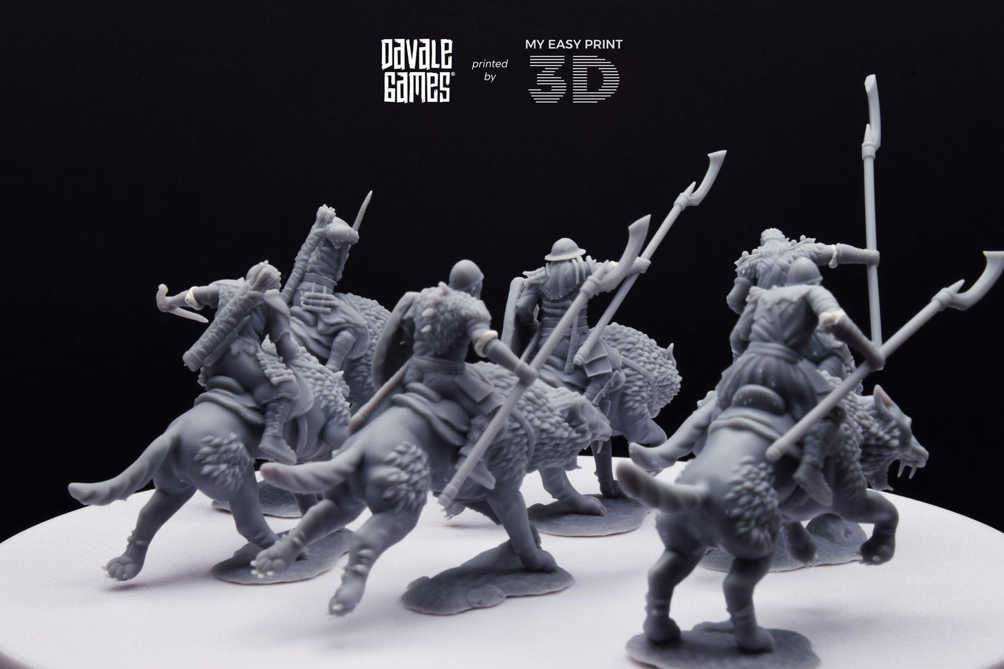 Warg Rider Warrior - Mounted - Davale Games - 3D Printed with high quality resin for LOTR/D&D games