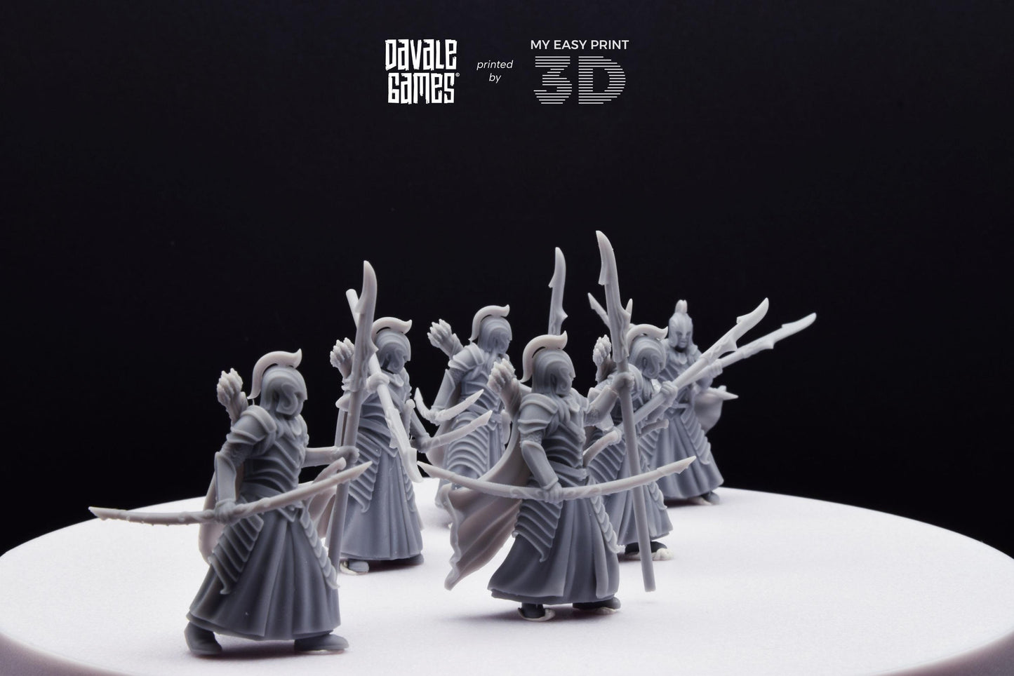 Bloody Elves Warriors with Bow and Spear - Davale Games - 3D Printed with high quality resin for LOTR/D&D games