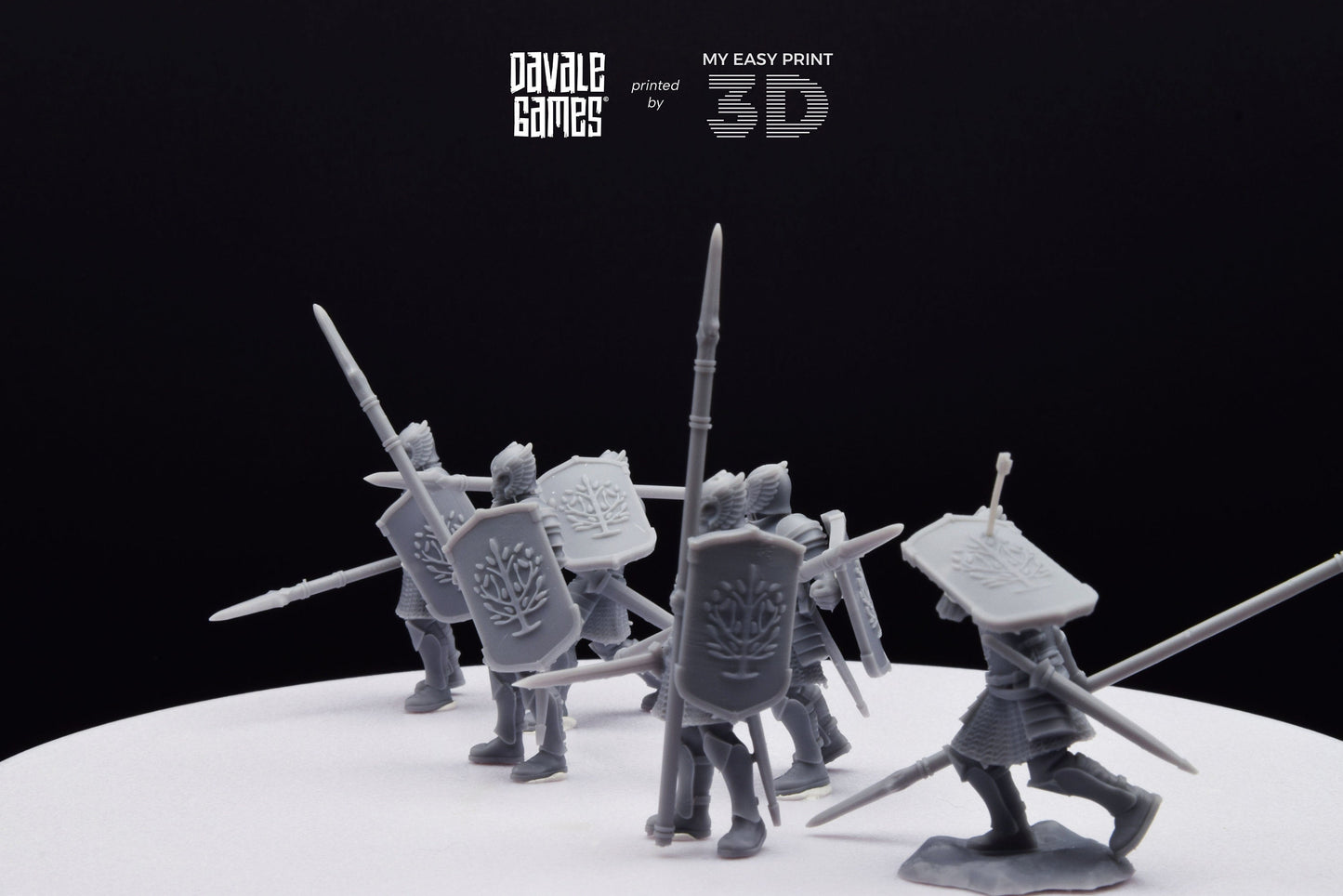 Grey Castle Warriors with Spears - Foot - Davale Games - 3D Printed with high quality resin for LOTR/D&D games