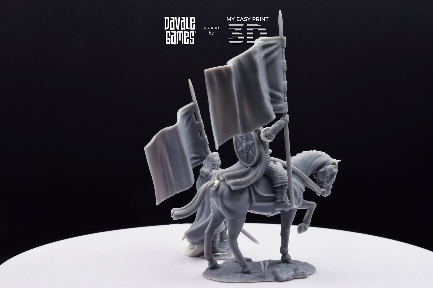 West Human Royal Guard with Banner - Foot and Mounted - Davale Games - 3D Printed with high quality resin for LOTR/D&D games