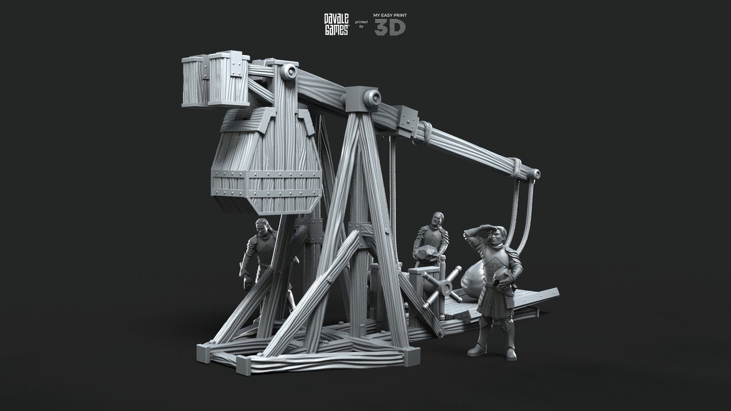 Grey Castle Trebuchet with Dotation - Davale Games - 3D Printed with high quality resin for LOTR/D&D games