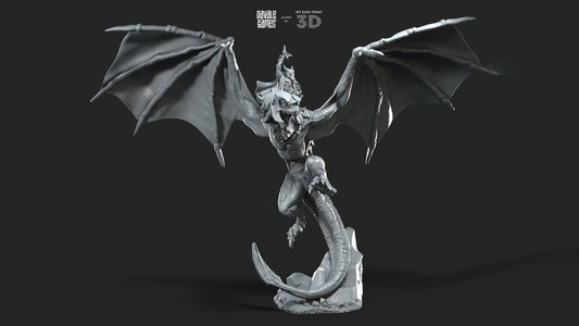 Wyvern with Dark Mage - Davale Games - 3D Printed with high quality resin for LOTR/D&D games
