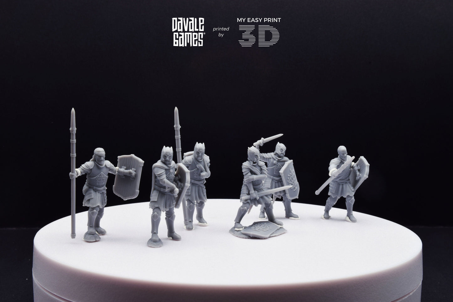 Wounded Grey Castle Warriors - Davale Games - 3D Printed with high quality resin for LOTR/D&D games