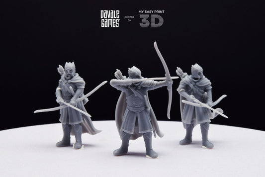 Grey Castle Guard with Long Bows - Davale Games - 3D Printed with high quality resin for LOTR/D&D games