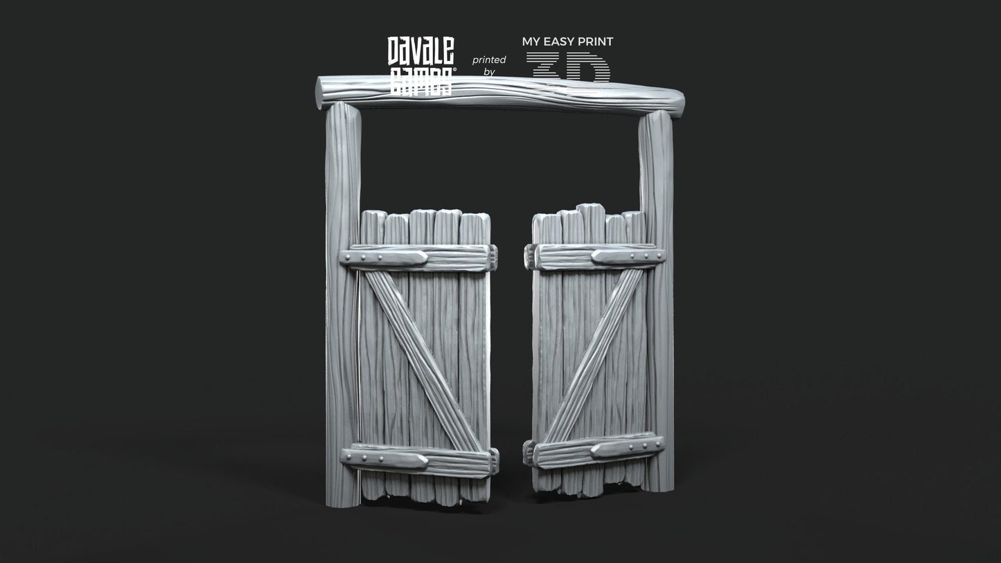 Fence Wooden Entrance - Scenery - Davale Games - Wargame / Mythological games - 3D Printed with high quality resin or PLA+