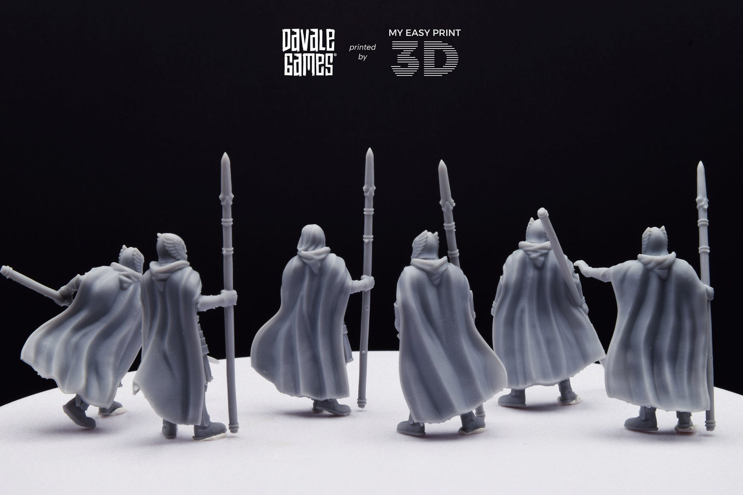 Grey Castle Court Guards with Spear - Foot - Davale Games - 3D Printed with high quality resin for LOTR/D&D games