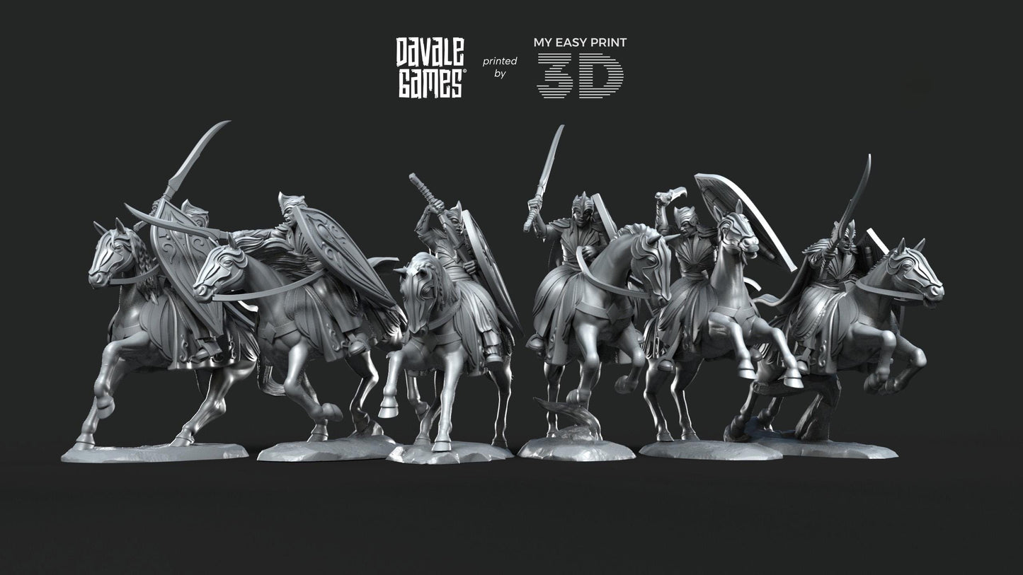 Galanthir Elves Cavalry - Davale Games - 3D Printed with high quality resin for LOTR/D&D games