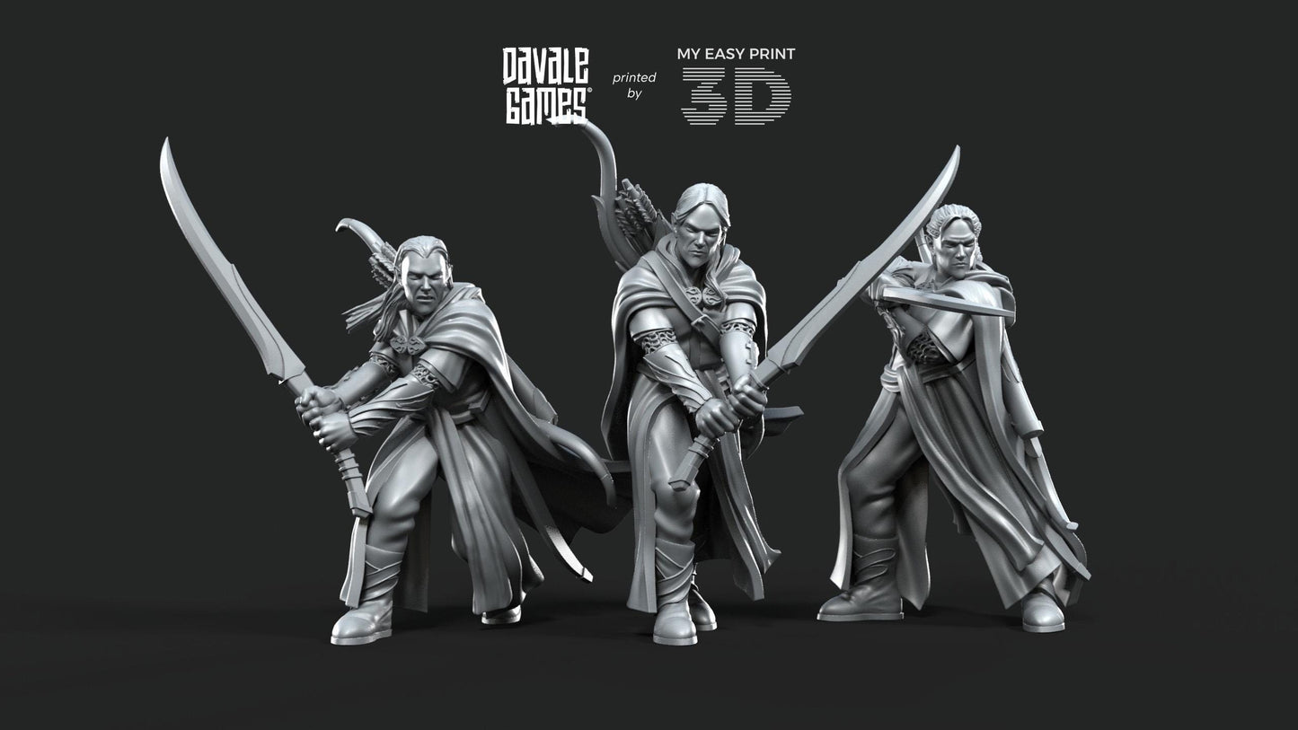 Galanthir Elves - Forest Guardians with Sword - Davale Games - 3D Printed with high quality resin for LOTR/D&D games