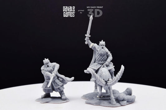 Silver Goat Dwarf Captain - Foot and Mounted - Davale Games - 3D Printed with high quality resin for LOTR/D&D games