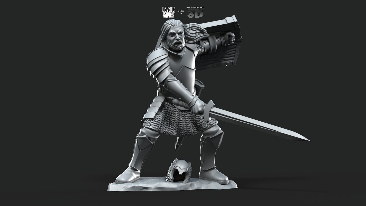Grey Castle Captain - Foot and Mounted - Davale Games - 3D Printed with high quality resin for LOTR/D&D games