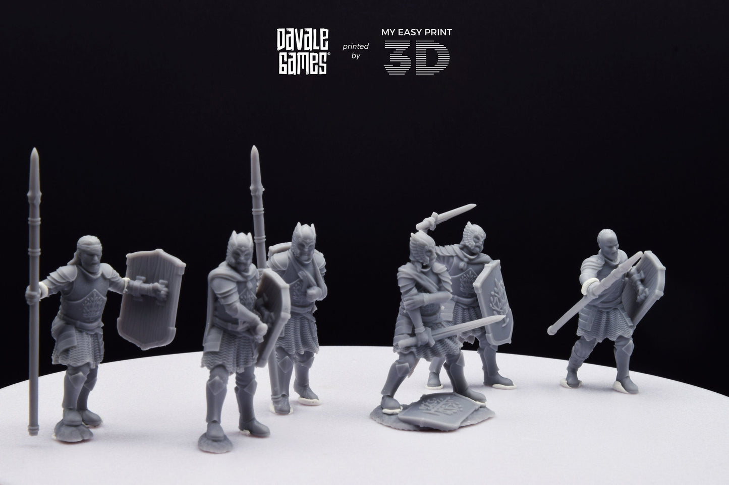 Wounded Grey Castle Warriors - Davale Games - 3D Printed with high quality resin for LOTR/D&D games