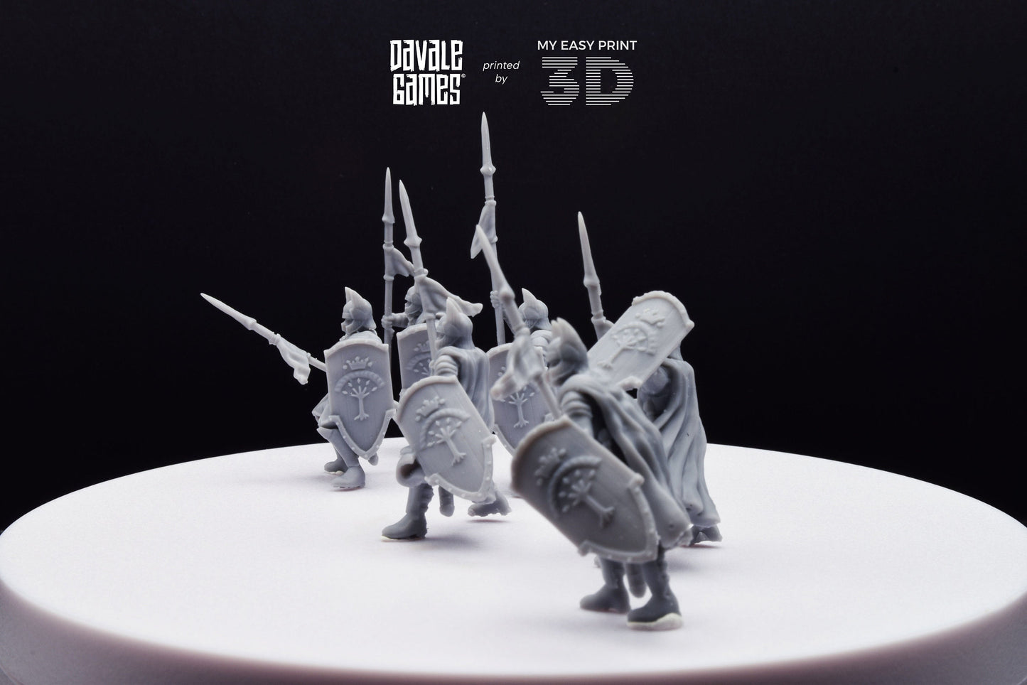 Old High Human Warriors Spearmen - Davale Games - 3D Printed with high quality resin for LOTR/D&D games