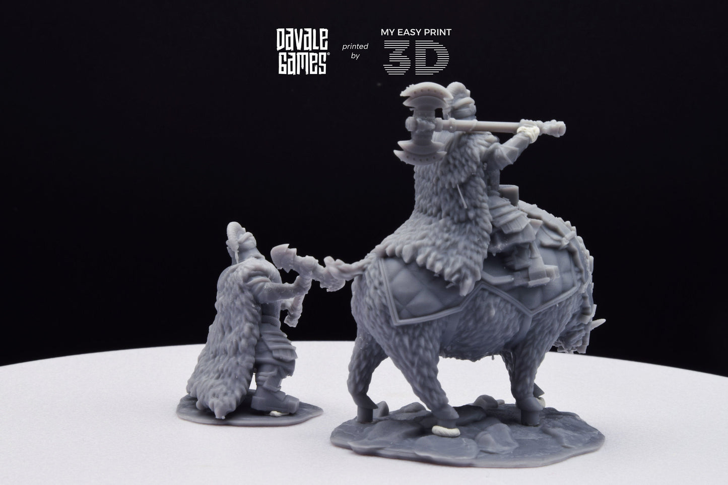 Silver Goat Dwarf Lord Iron - Foot and Mounted - Davale Games - 3D Printed with high quality resin for LOTR/D&D games