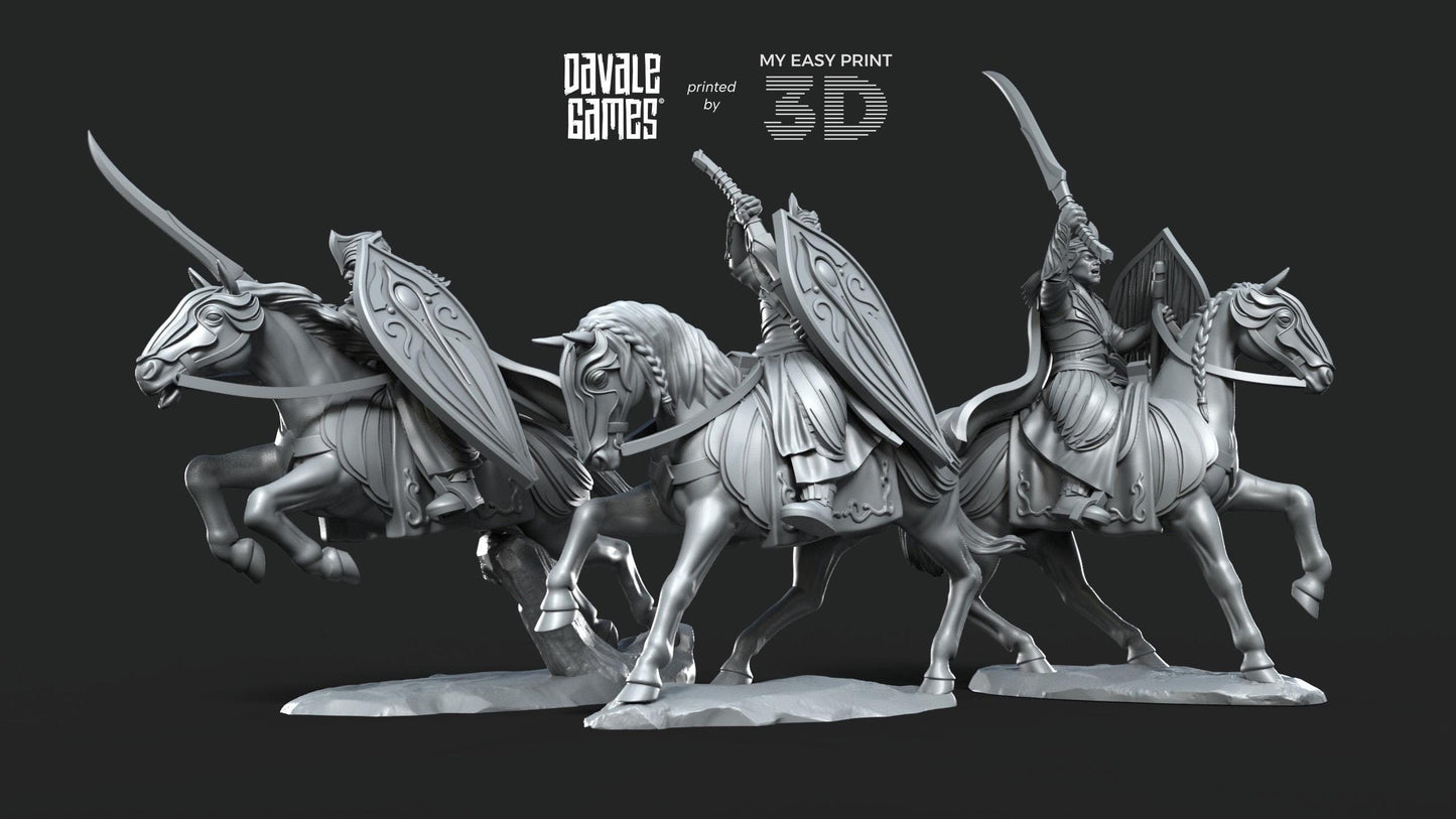 Galanthir Elves Cavalry - Davale Games - 3D Printed with high quality resin for LOTR/D&D games