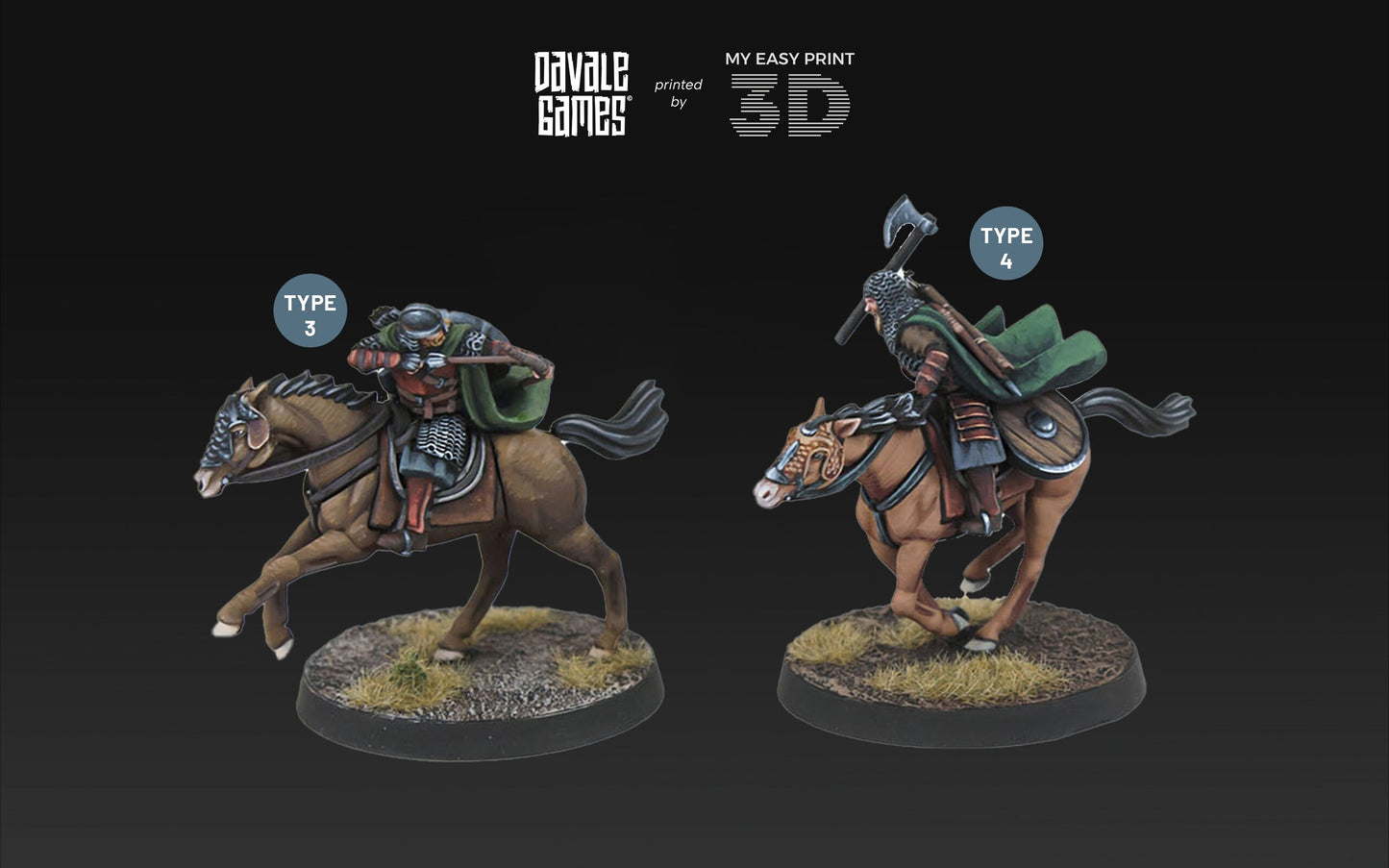 West Riders - Mounted - Davale Games - 3D Printed with high quality resin for LOTR/D&D games