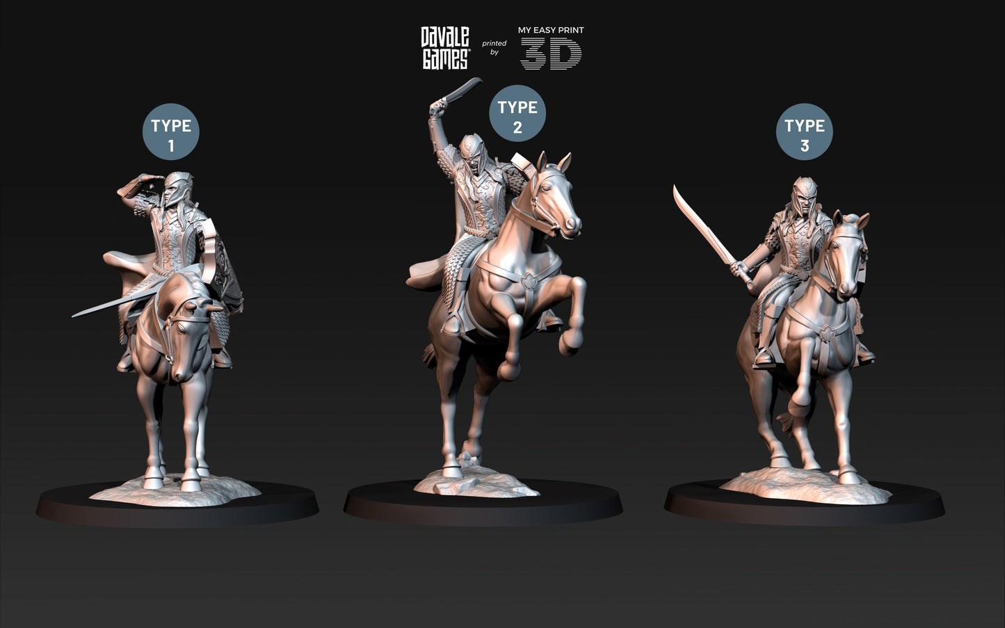 Armoured Wood Elf on Horse - Davale Games - 3D Printed with high quality resin for LOTR/D&D games