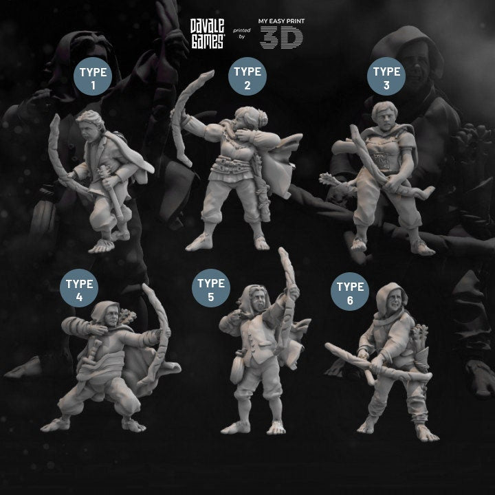 Halfmen Archer - Davale Games - 3D Printed with high quality resin for LOTR/D&D games