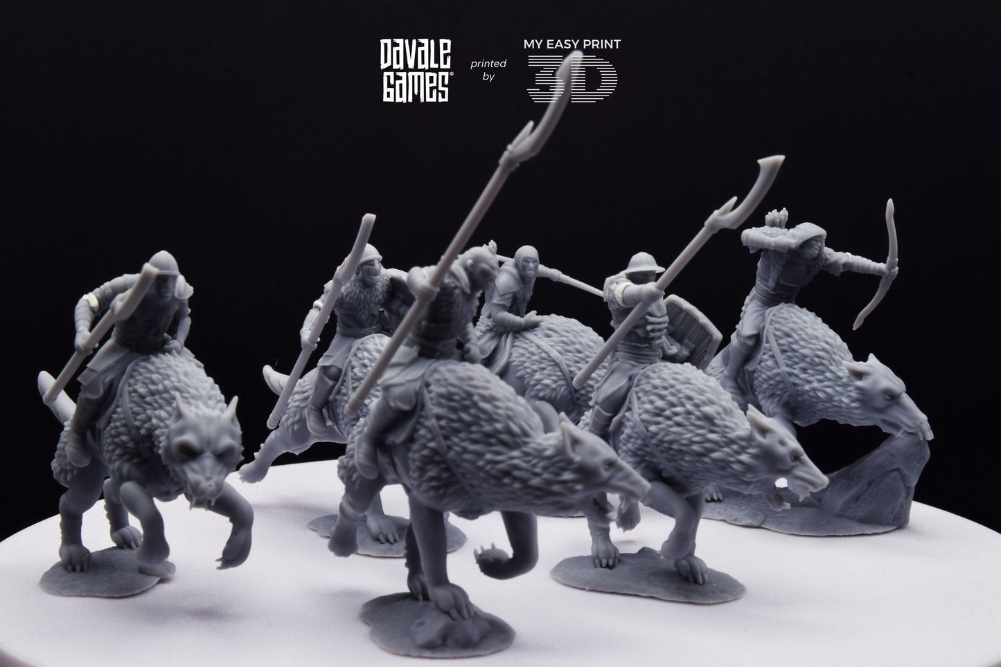 Warg Rider Warrior - Mounted - Davale Games - 3D Printed with high quality resin for LOTR/D&D games