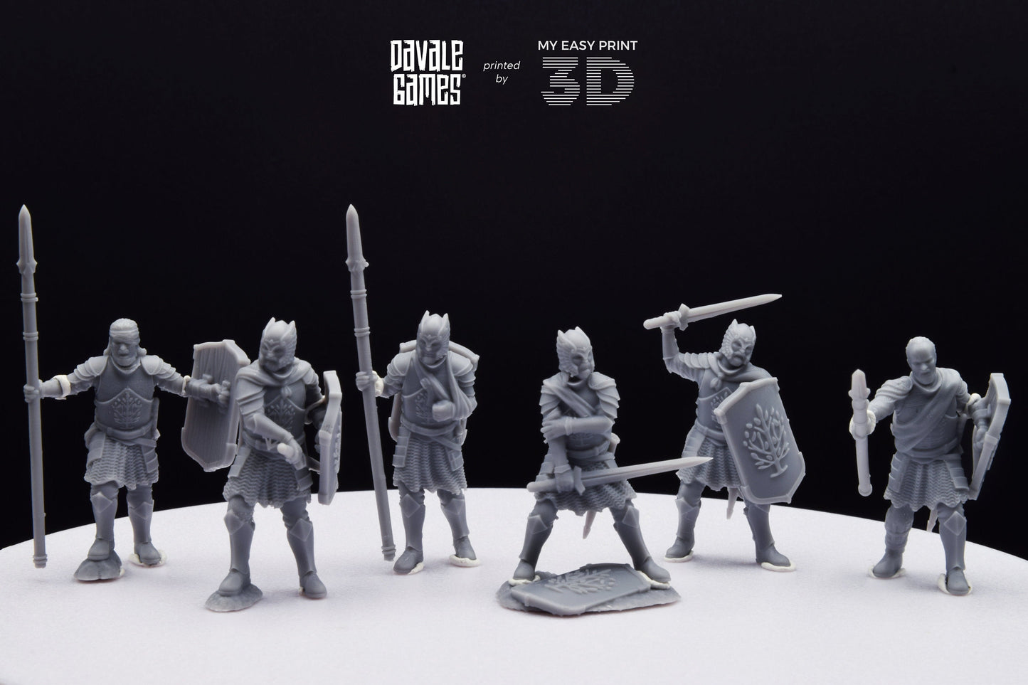 Wounded Grey Castle Warriors - Davale Games - 3D Printed with high quality resin for LOTR/D&D games
