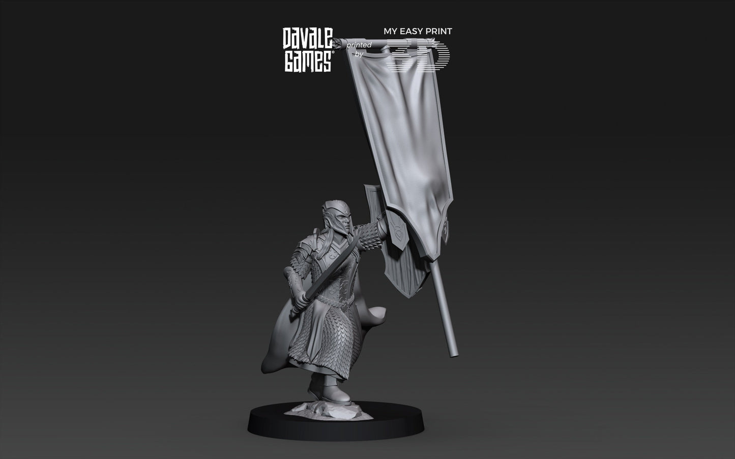 Armoured Wood Elf on Foot Banner 1 - Davale Games - 3D Printed with high quality resin for LOTR/D&D games