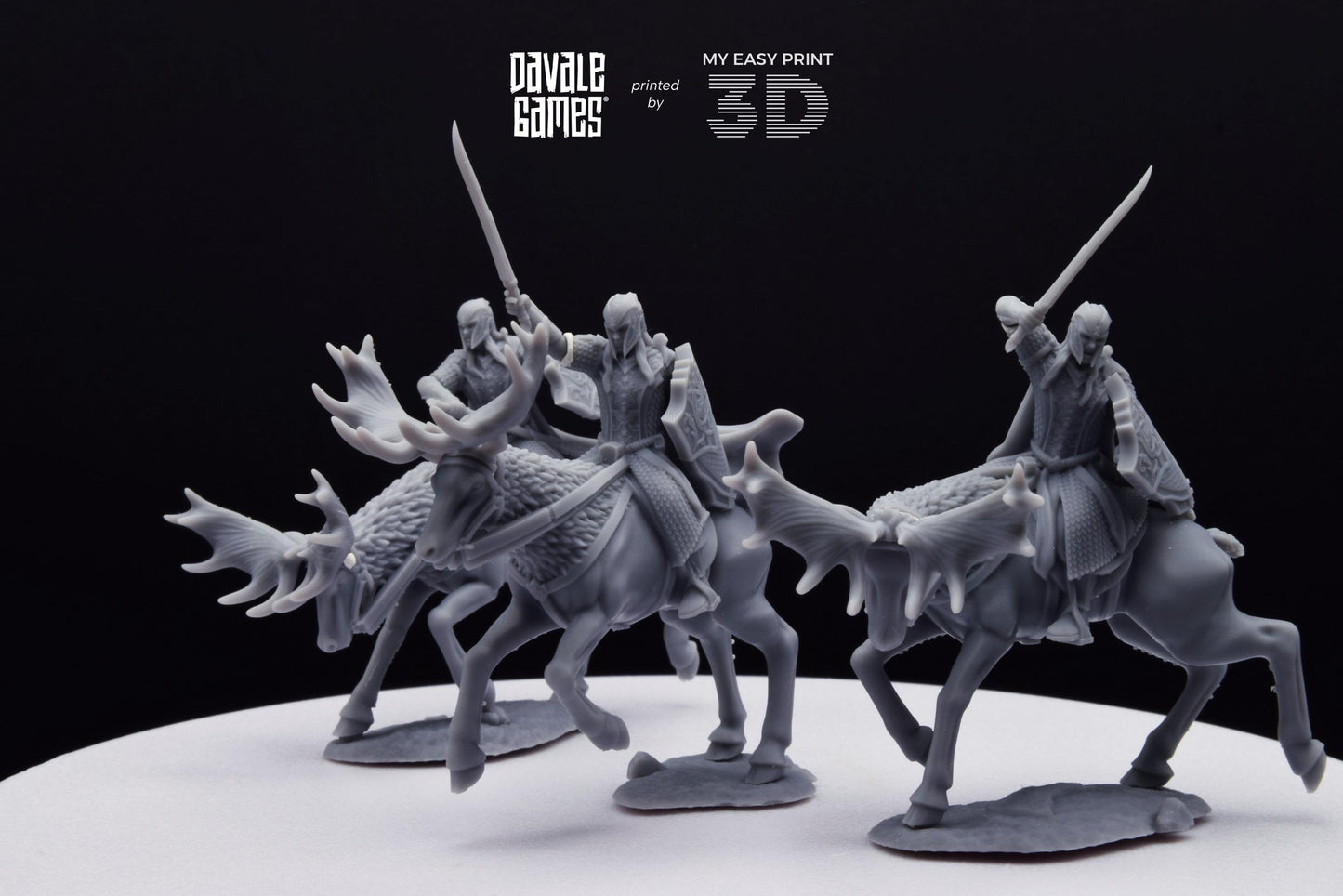 Armoured Wood Elf on Elk - Mounted - Davale Games - 3D Printed with high quality resin for LOTR/D&D games