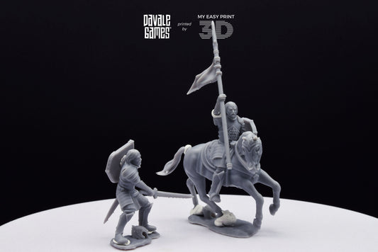 Grey Castle Captain - Foot and Mounted - Davale Games - 3D Printed with high quality resin for LOTR/D&D games