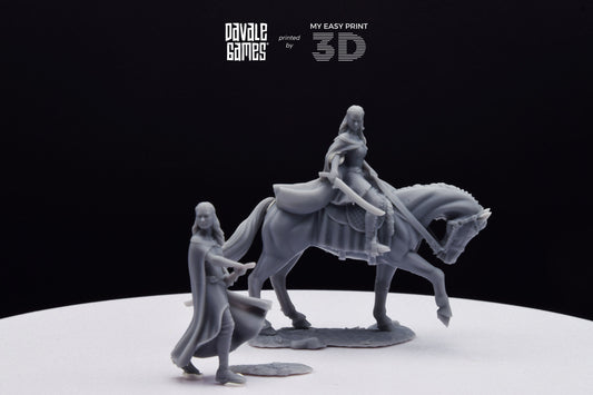Bloody Elf Maiden - Foot and Mounted - Davale Games - 3D Printed with high quality resin for LOTR/D&D games
