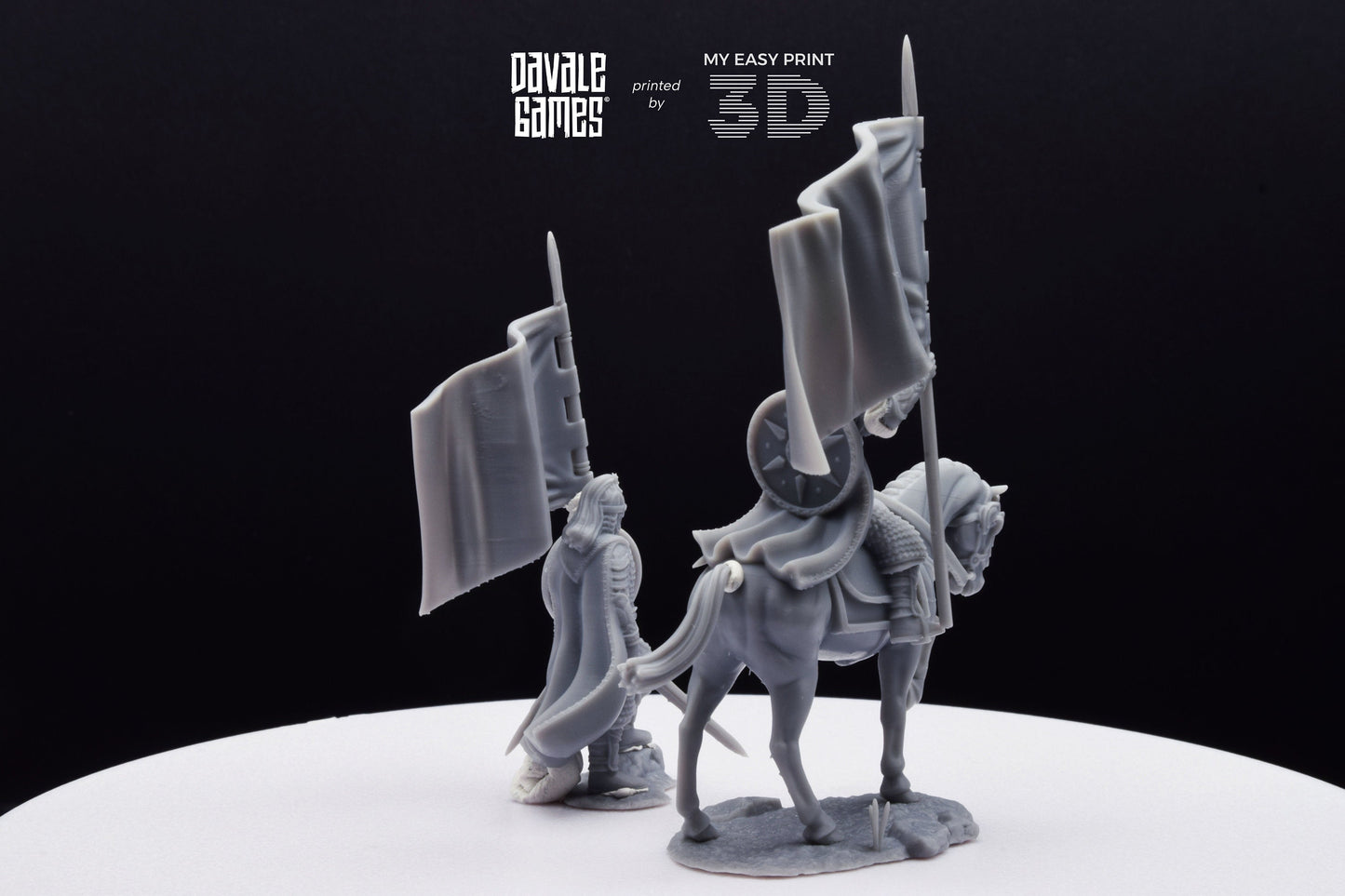West Human Royal Guard with Banner - Foot and Mounted - Davale Games - 3D Printed with high quality resin for LOTR/D&D games