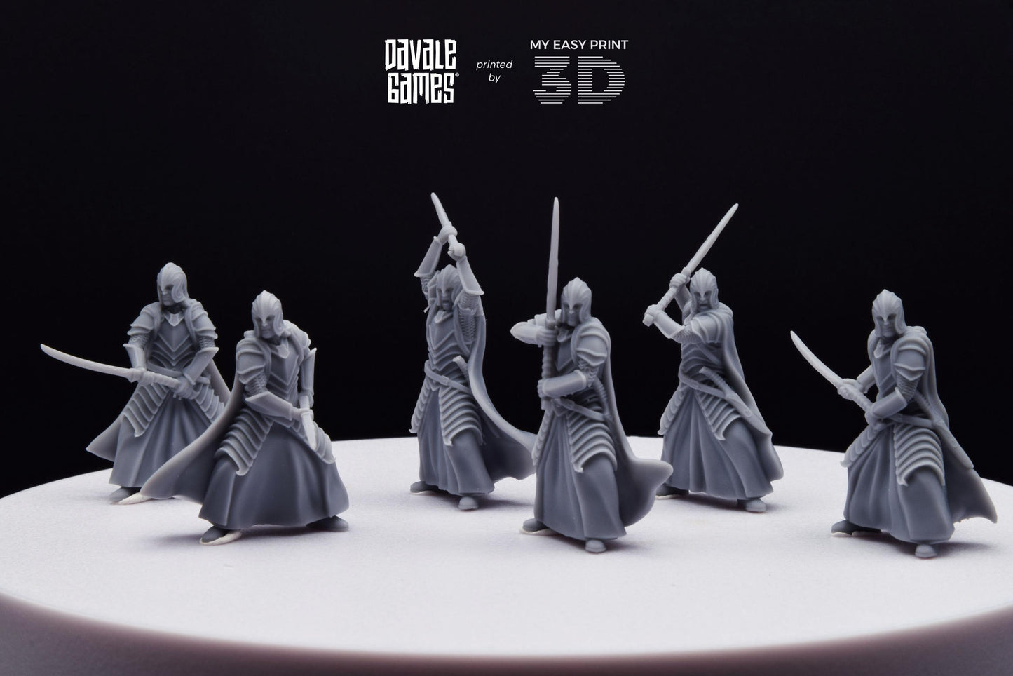 Bloody Warrior Elves Swordmen (Crests included) - Davale Games - 3D Printed with high quality resin for LOTR/D&D games