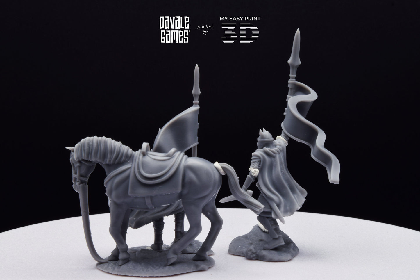 High Human Banner - Foot and Mounted - Davale Games - 3D Printed with high quality resin for LOTR/D&D games