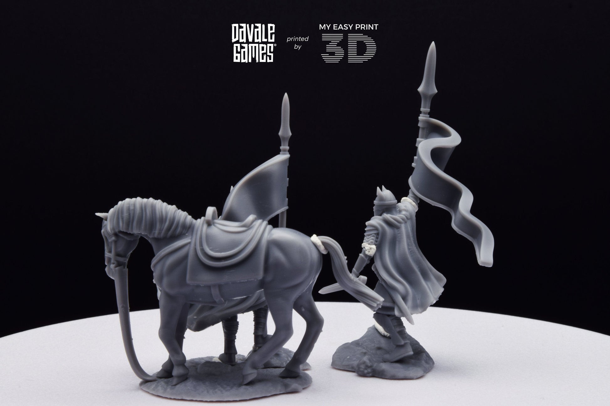 High Human Banner - Foot and Mounted - Davale Games - 3D Printed with high quality resin for LOTR/D&D games